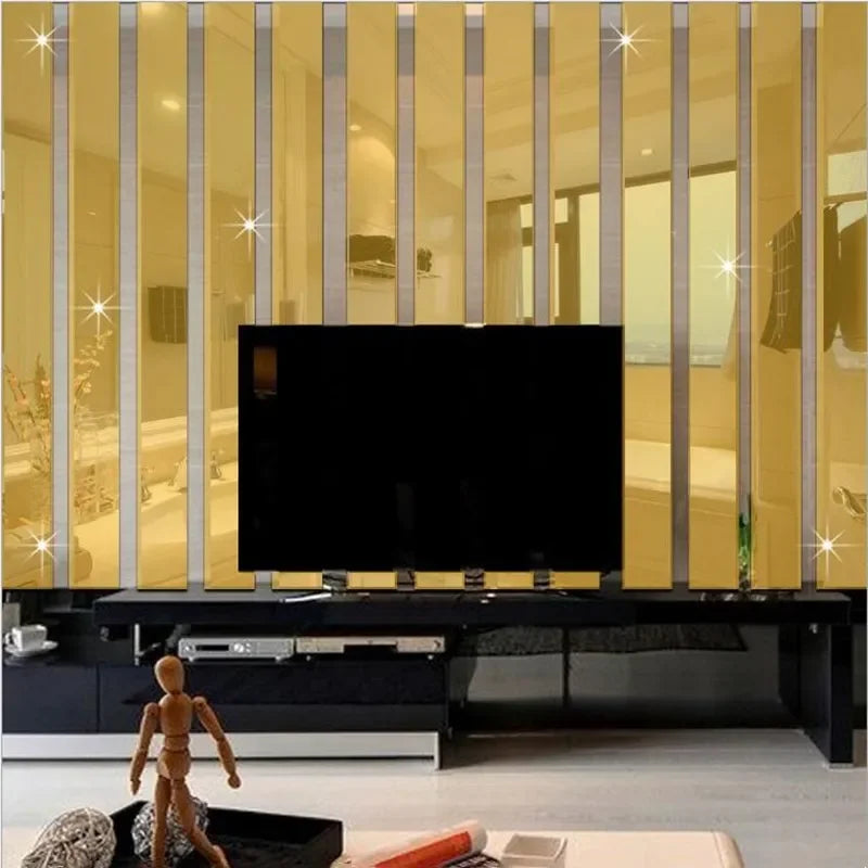 10Pcs 3D Acrylic Mirror Wall Stickers - DIY Décor for Living Room & Bedroom