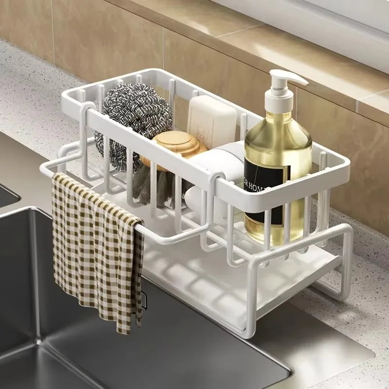 Kitchen Shelf Rag Storage Drainage Rack – No-Punch Installation Kitchen Accessories