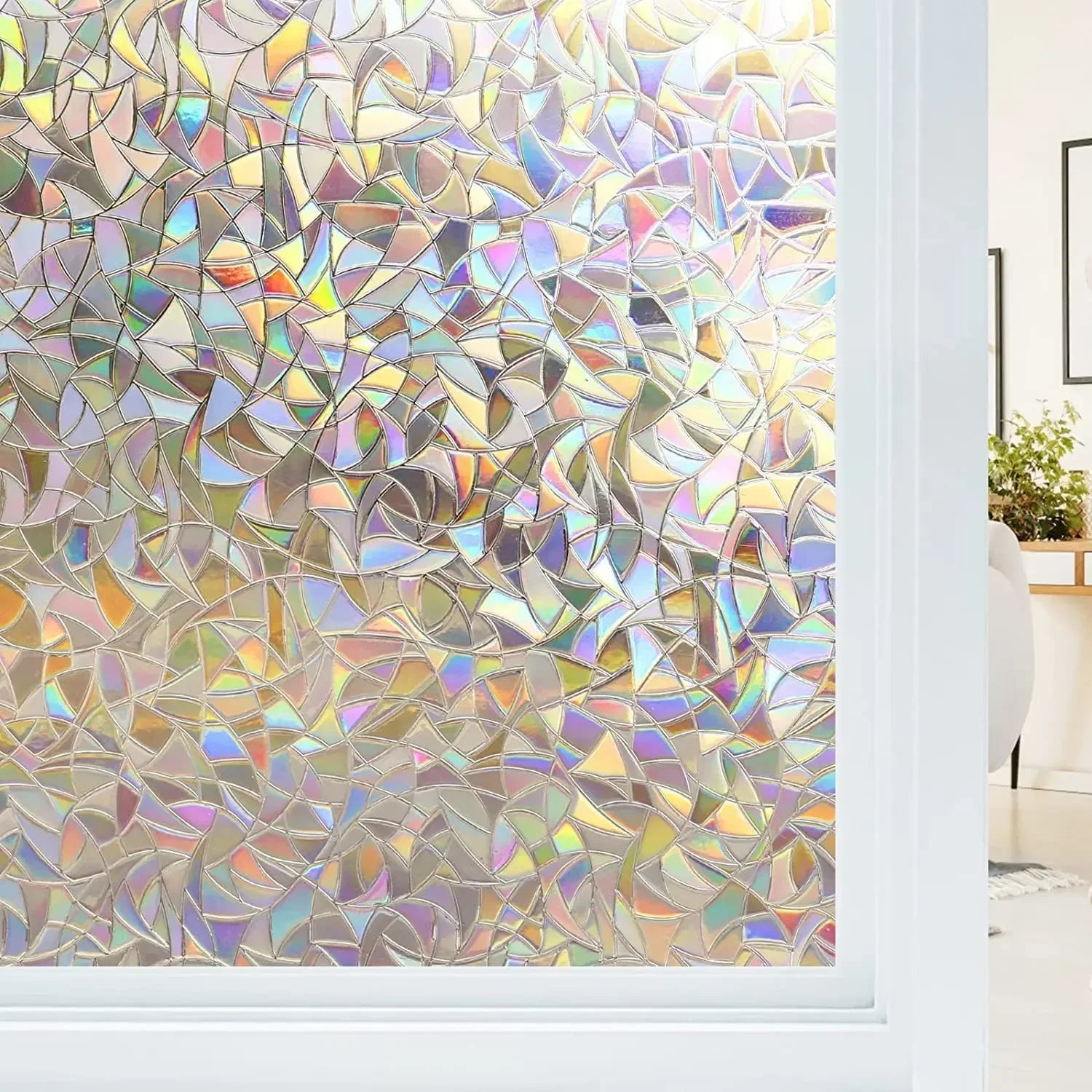 Rainbow Window Privacy Film - Static Cling Stained Glass Film for Privacy, UV Protection, and Home Décor