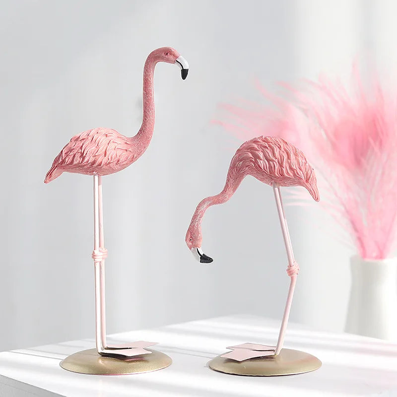 Flamingo Ornaments – Pink Resin Desktop Decorations for Home, Office, and Living Room