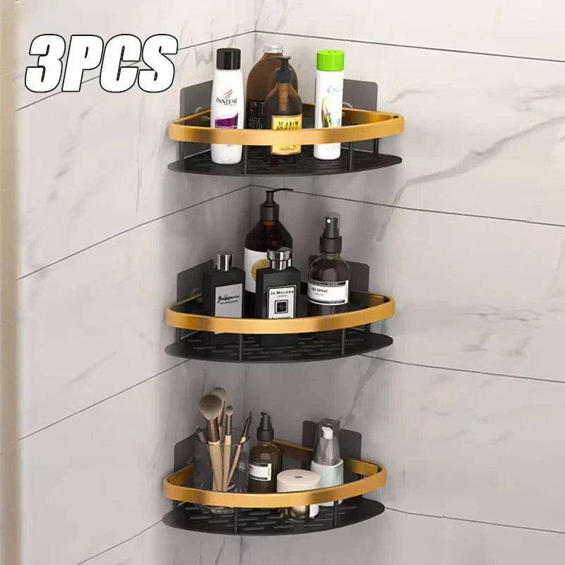 Non-Perforated Bathroom Shelf - Floating Corner Shelf for Wall Storage, Shower Hardware, and Bathroom Rack