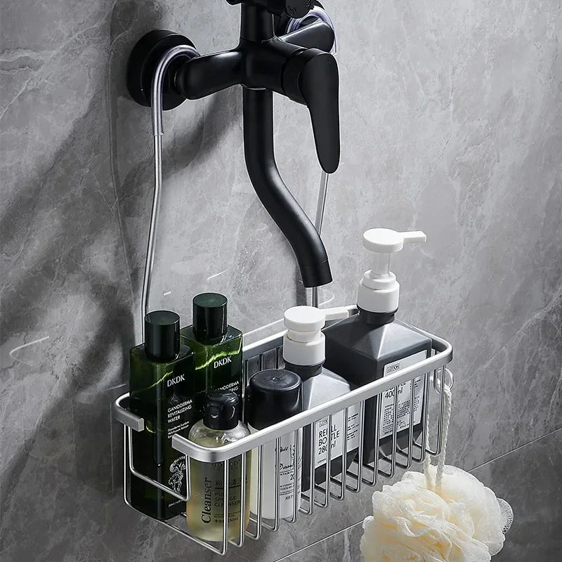 Rustproof Aluminum Bathroom Shelf – No-Drill Shower Organizer for Bathroom