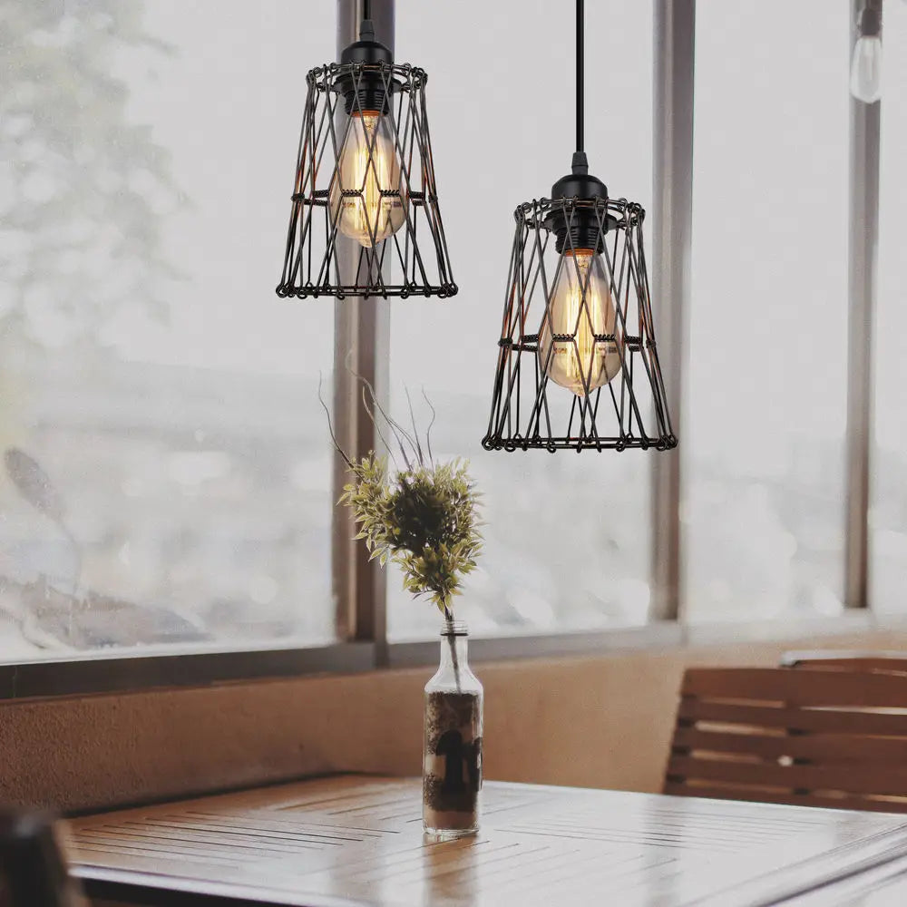 Vintage Metal Wire Cage Pendant Light – Stylish Lighting for Any Space