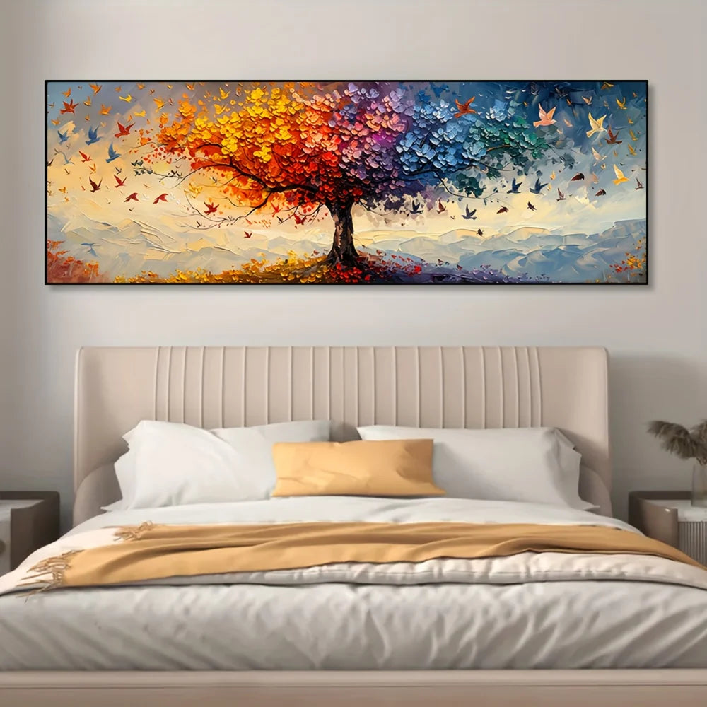 Oversized Tree of Life Canvas - Multicolor Butterfly Wall Art for Home Décor