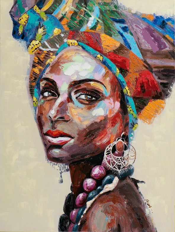 African Women Canvas Wall Art – Abstract Portrait Prints for Living Room Décor (Unframed)