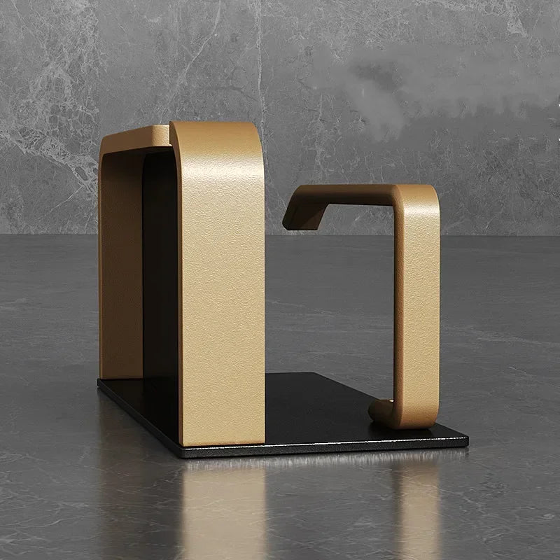 Black & Gold Wall-Mounted Toilet Paper Holder – Multifunctional Bathroom Shelf for Paper Roll & Phone Storage