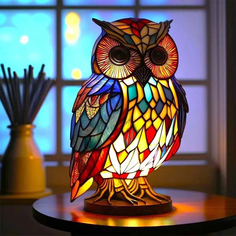 Animal Resin Stained 15cm Glass Lamp - Mermaid, Owl, Turtle & More Home Décor