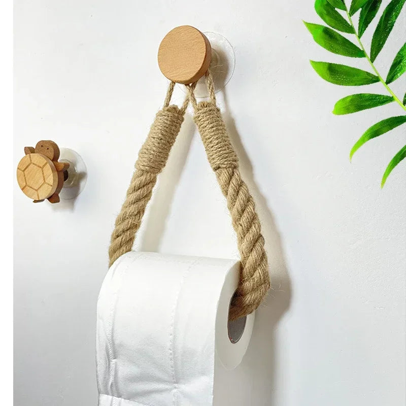 Nail-Free Paper Towel Holder & Tissue Rack – Rope Towel Hook for Bathroom Storage