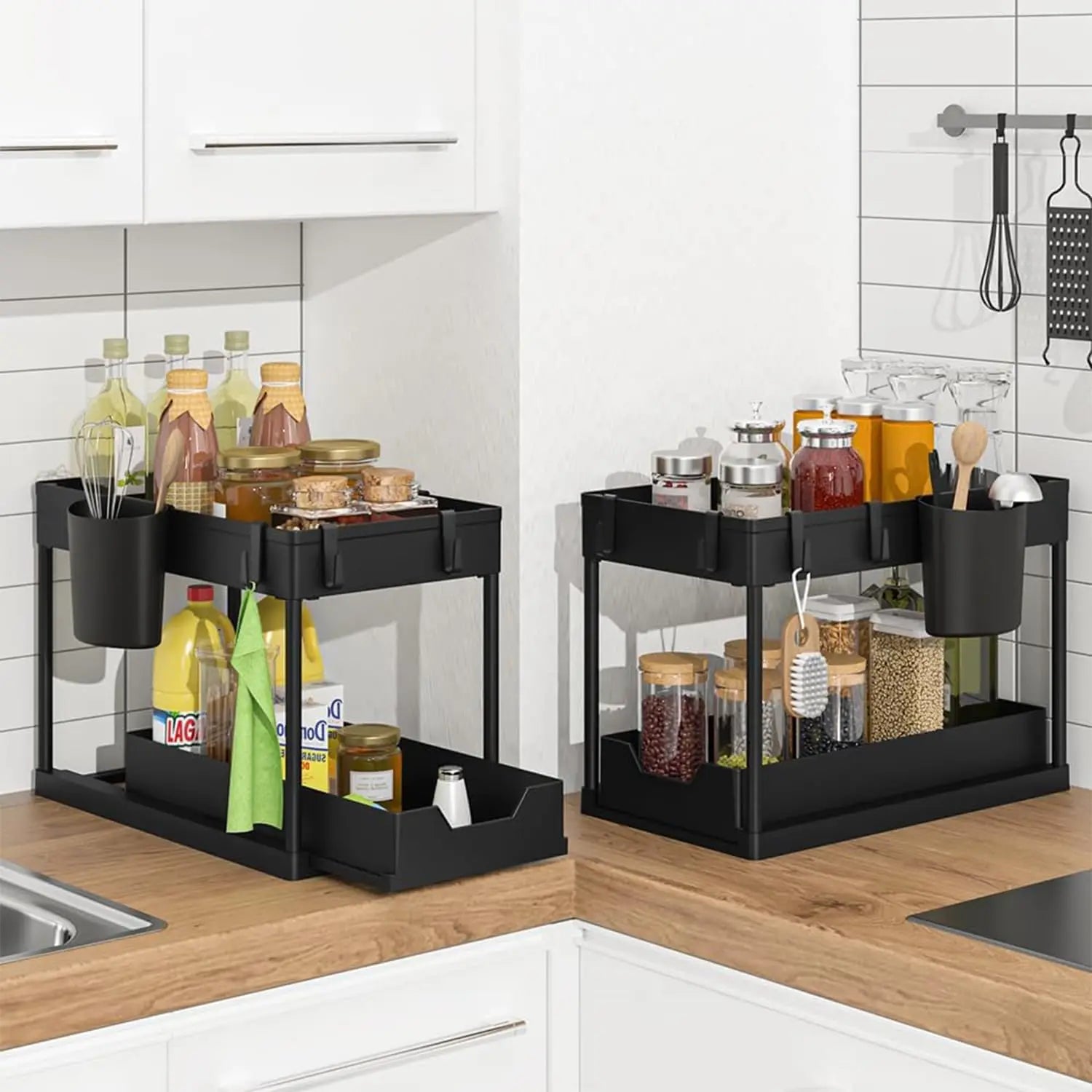 2-Tier Under Sink Storage Organizer – Multi-Purpose Bathroom & Kitchen Cabinet Rack (2 Pack)