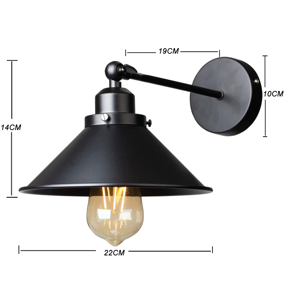 Modern Black Wall Sconces - Adjustable Swing Arm Vintage Industrial Lamp