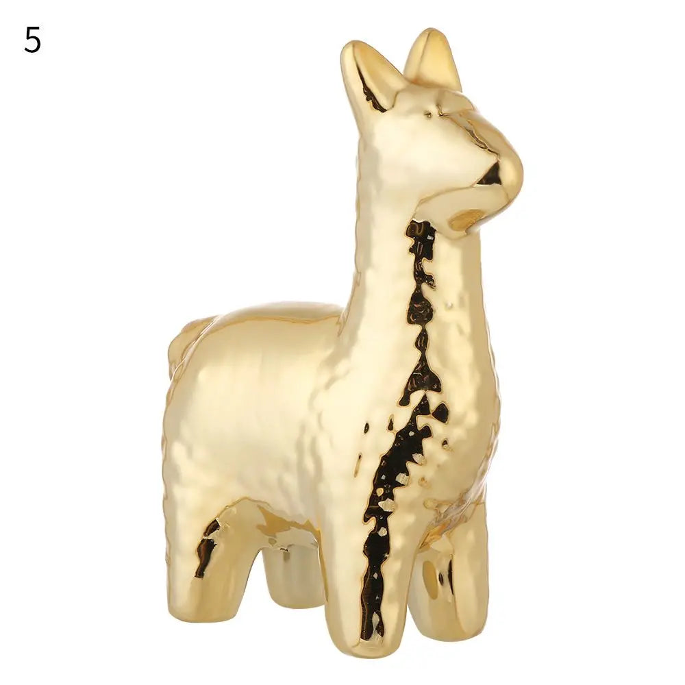 Gold Ceramic Animal Figurines – Cute Elephant & Rabbit Miniatures for Home Décor