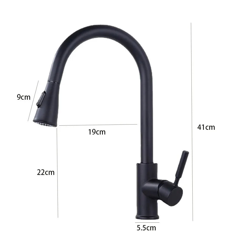 Brushed Kitchen Faucet - Single Hole Pull Out Spout Mixer Tap with 360 Rotation