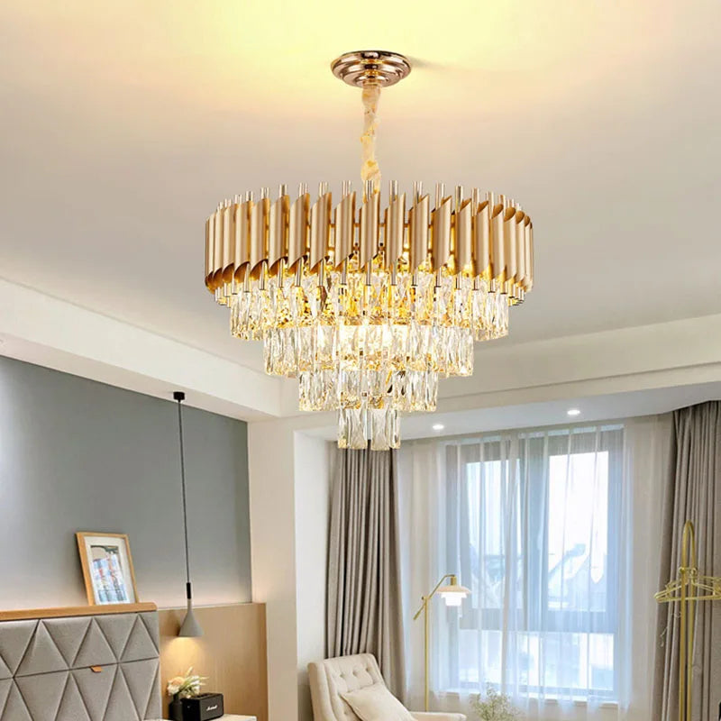 Modern Gold Crystal Pendant Lights for Bedroom, Living Room, Dining Room