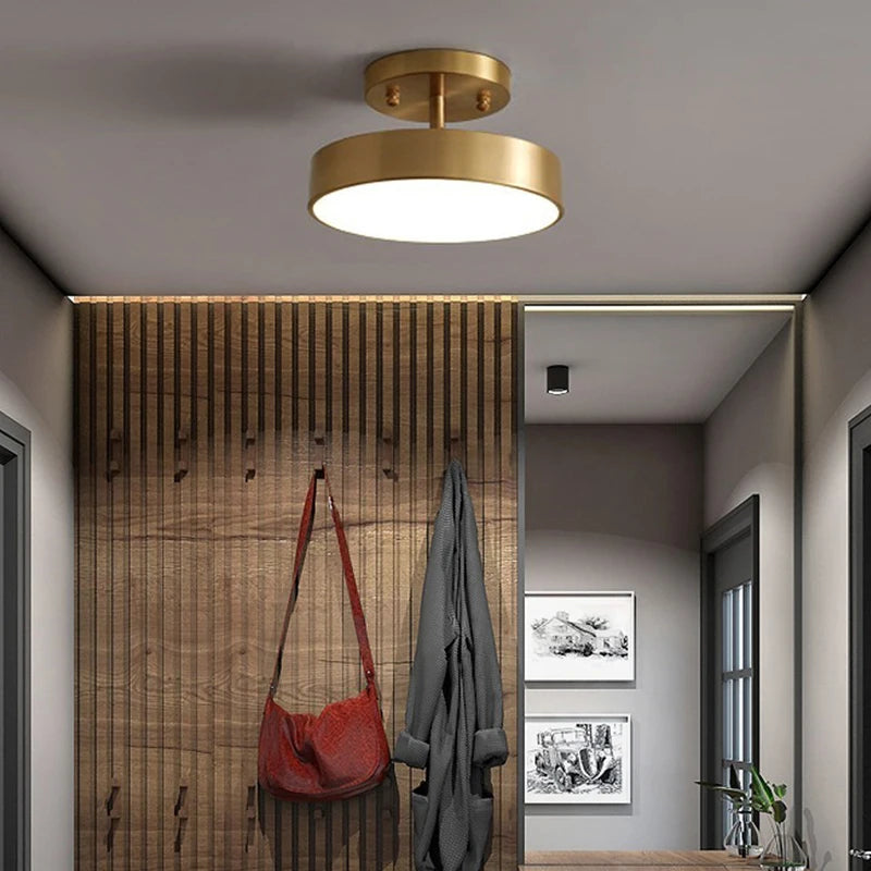 Modern LED Ceiling Light – Copper Lamp for Bedroom and Living Room Decor