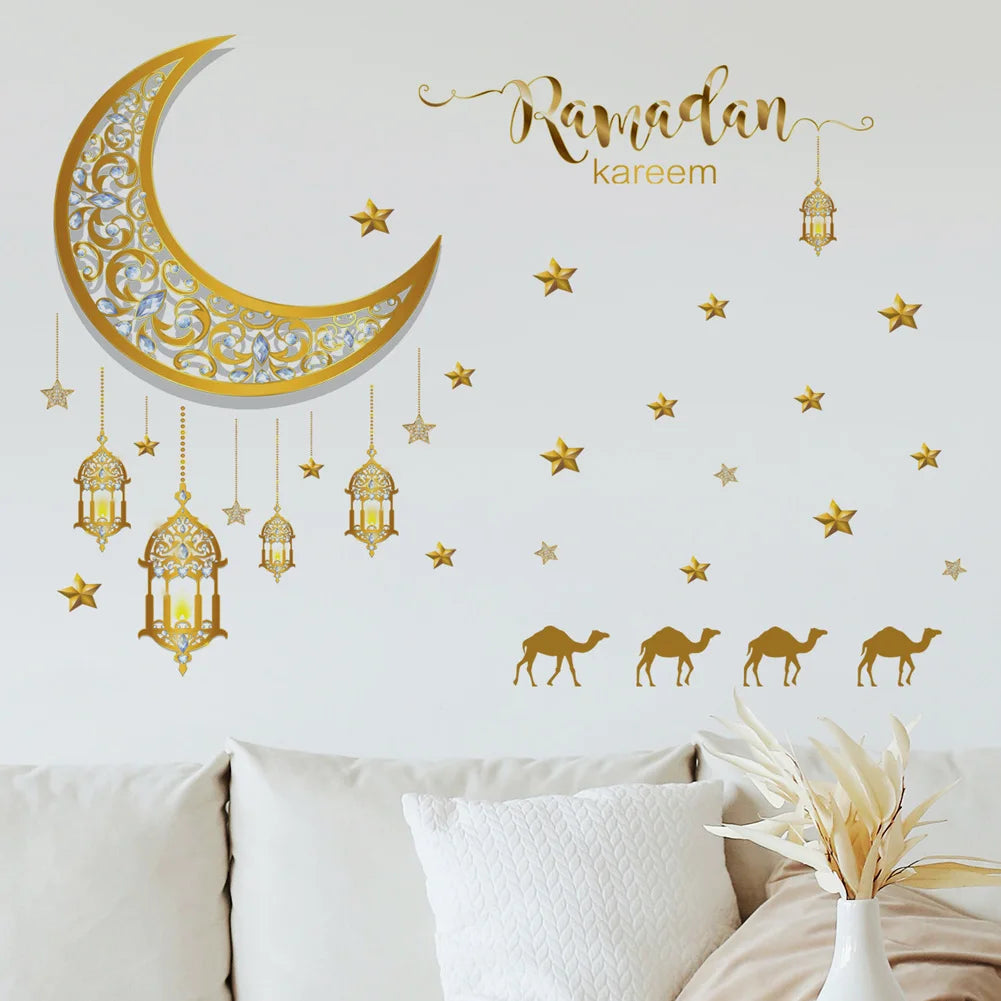 Crescent Moon and Star Wall Stickers - Glow-in-the-Dark Décor