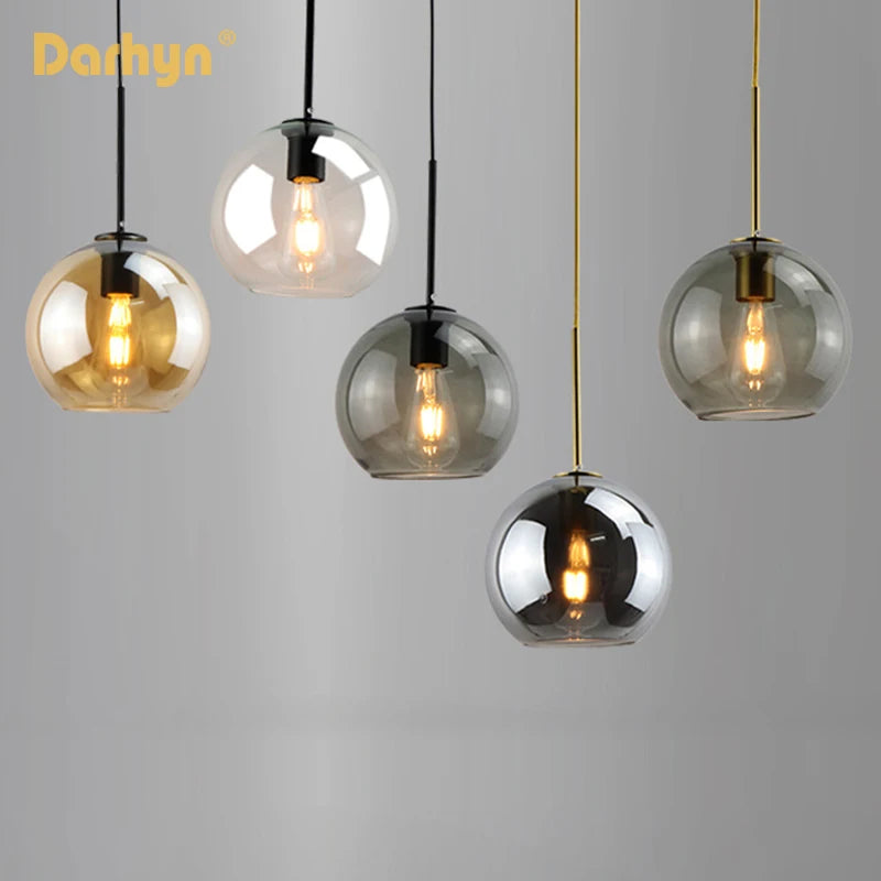 Retro Glass Pendant Light - Modern Hanging Lamp for Living Room, Dining Room, and Bedroom Decor