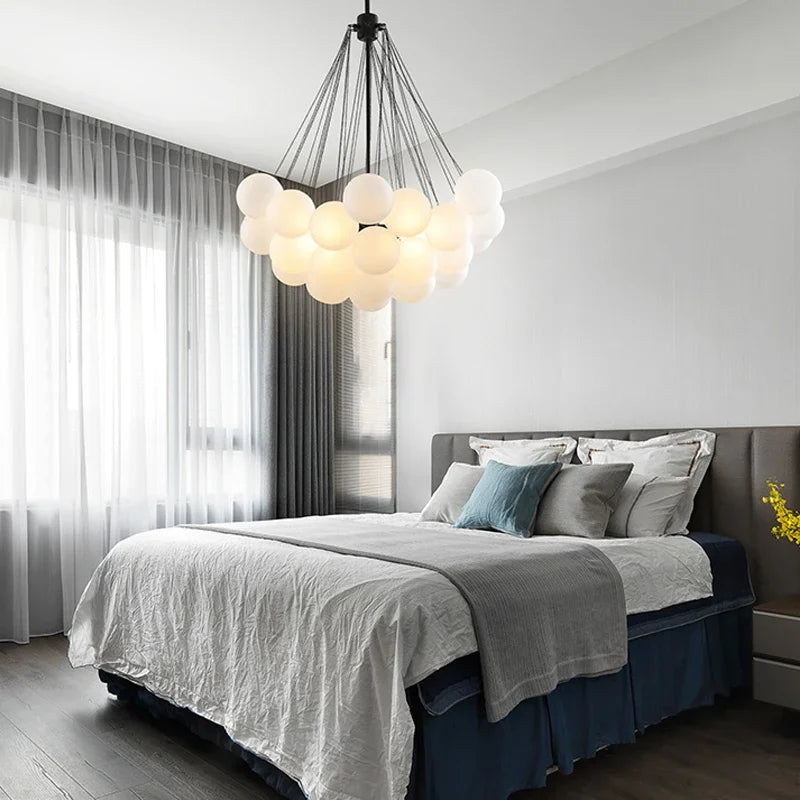 Nordic Frosted Glass Ball Chandelier – Elevate Your Space with Contemporary Elegance