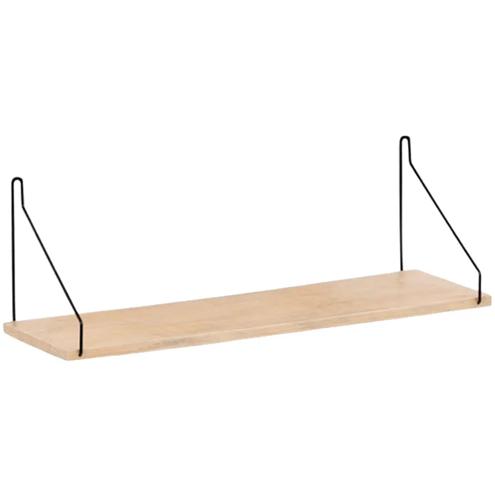 Floating Wall Shelf – Decorative Wooden Storage Rack with Metal Brackets