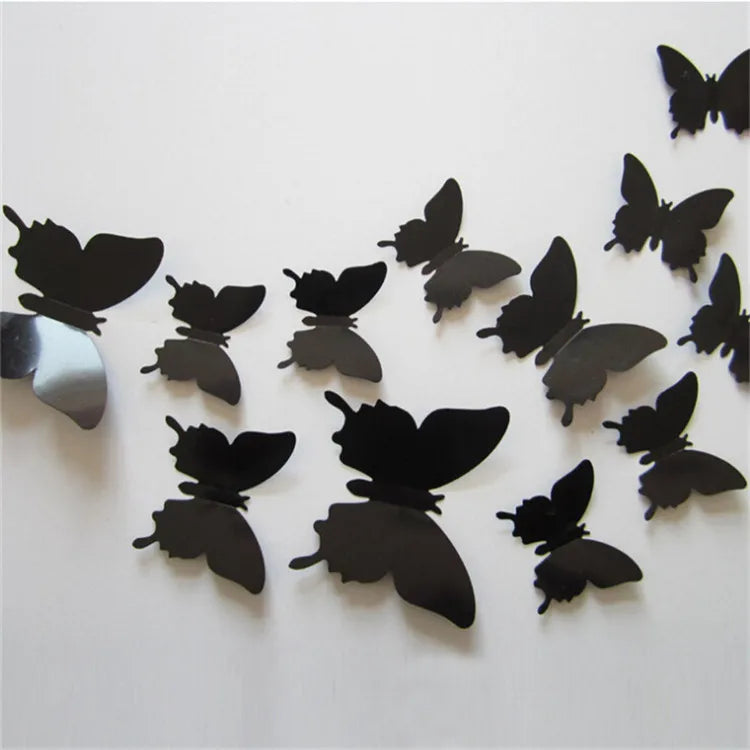 3D Butterfly Mirror Stickers 12pcs – DIY Removable Wall Decals for Home, Kids Room & Party Decor