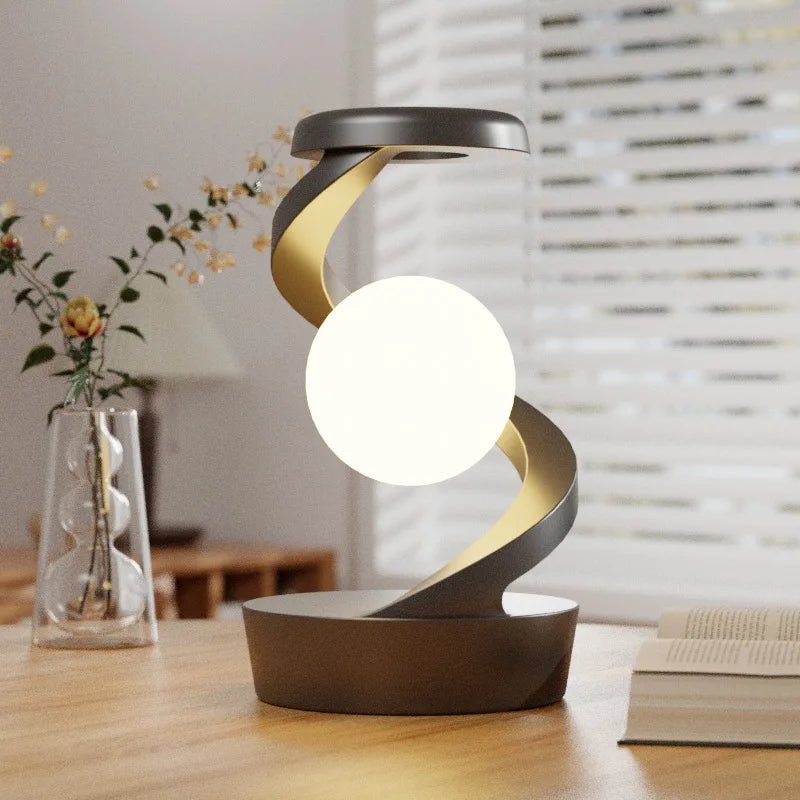 Rotating Moon Desk Lamp with Wireless Phone Charging  Sensor Control Decorative Night Light for Home and Desk