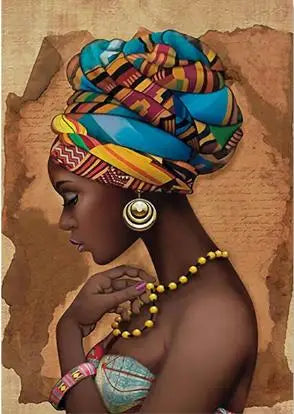 African Women Canvas Wall Art – Abstract Portrait Prints for Living Room Décor (Unframed)