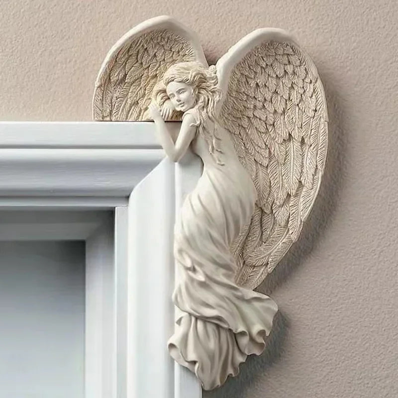 Angel Wings Resin Door Frame Ornament - Retro Catholic Home Decoration Craft for Indoor and Outdoor Use