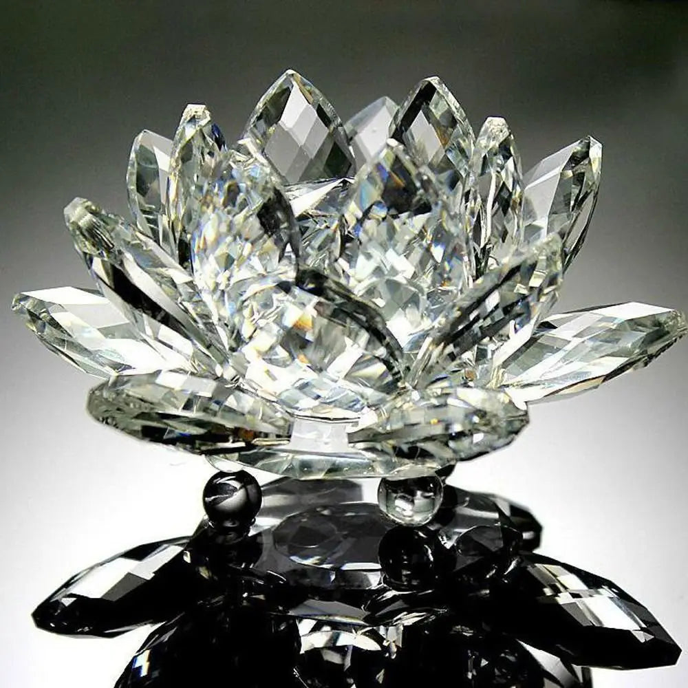 Multicolor Crystal Lotus Flower Figurine – Home & Wedding Decoration