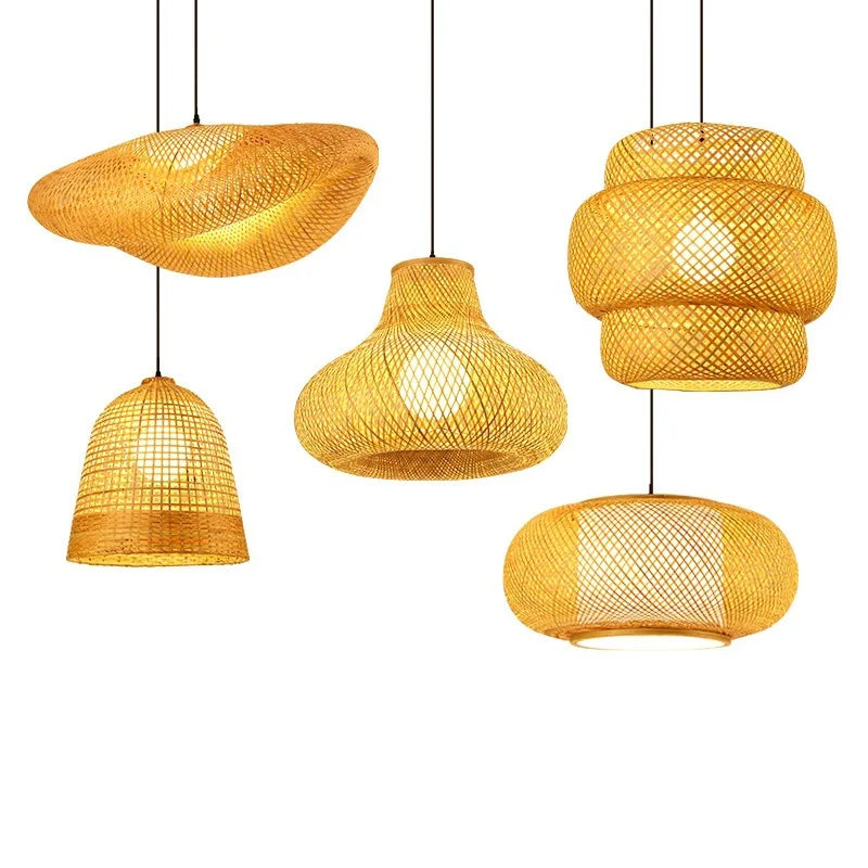 Nordic Rattan Pendant Light – Bamboo Hanging Lamp for Kitchen and Dining Room