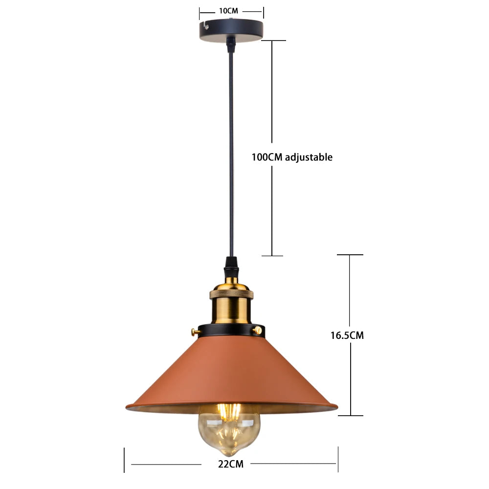 Industrial Farmhouse Brown Pendant Light – Vintage Hanging Ceiling Lamp for Kitchen and Dining Areas