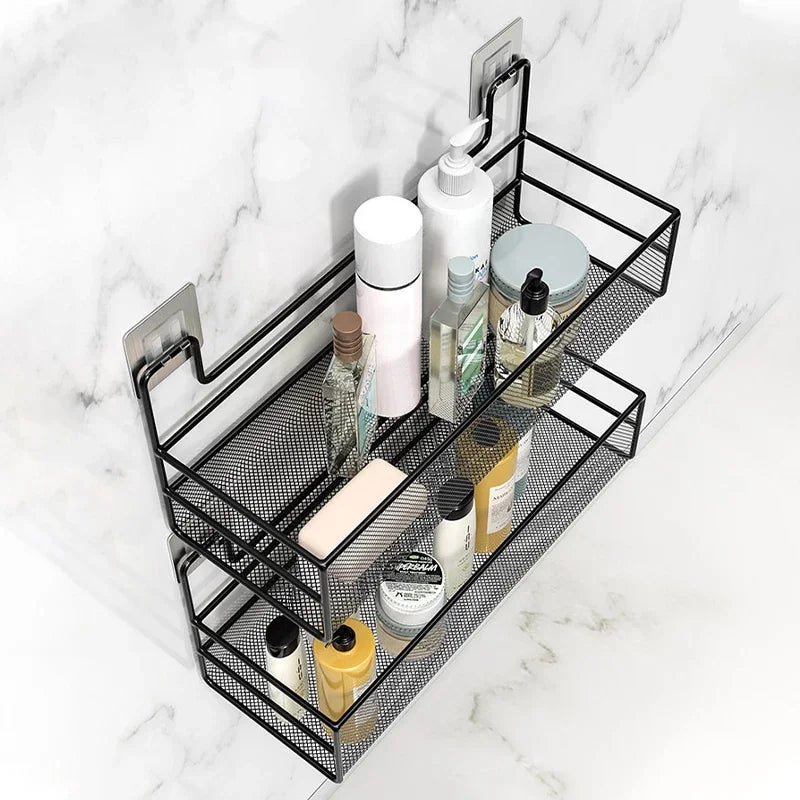 Wall-Mount Bathroom Shelf - No-Drill Shower Shampoo Rack & Bathroom Organizer for Storage