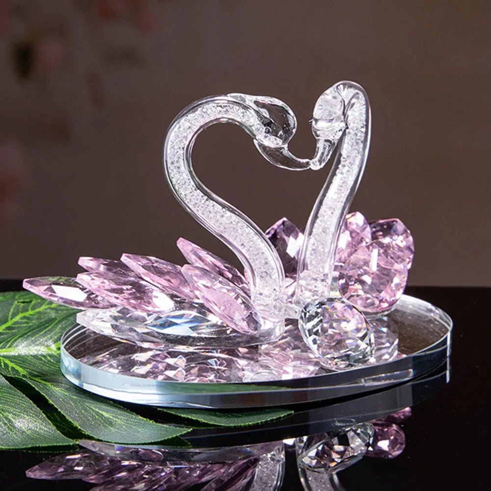 Crystal Swan Ornaments - Elegant Glass Figurines for Living Room Decor & Paperweight Crafts