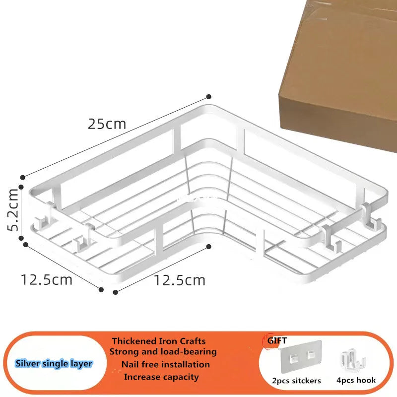 Luxury Acrylic Bathroom Shelf – No-Drill Corner Shelf for Shower, Kitchen, Toilet & Skincare Organizer