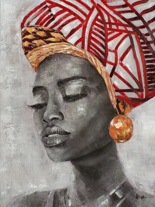 African Women Canvas Wall Art – Abstract Portrait Prints for Living Room Décor (Unframed)