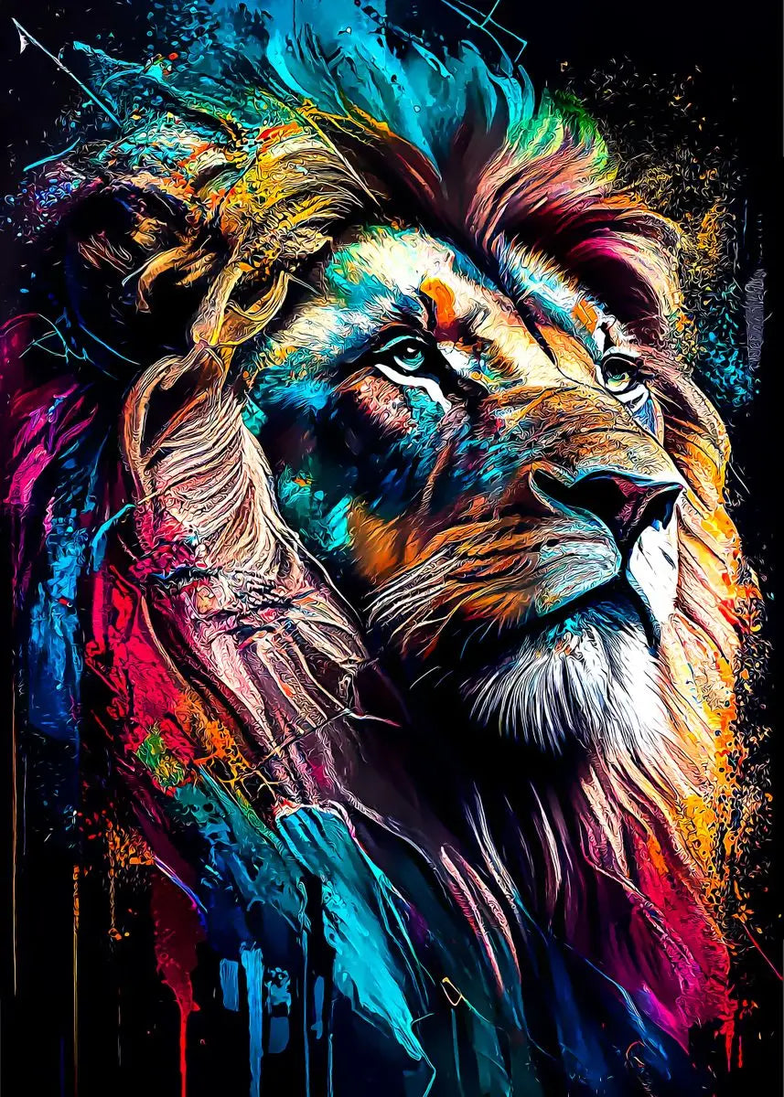 Black and Golden Light Lion Canvas Poster – Modern Animal Wall Art for Living Room