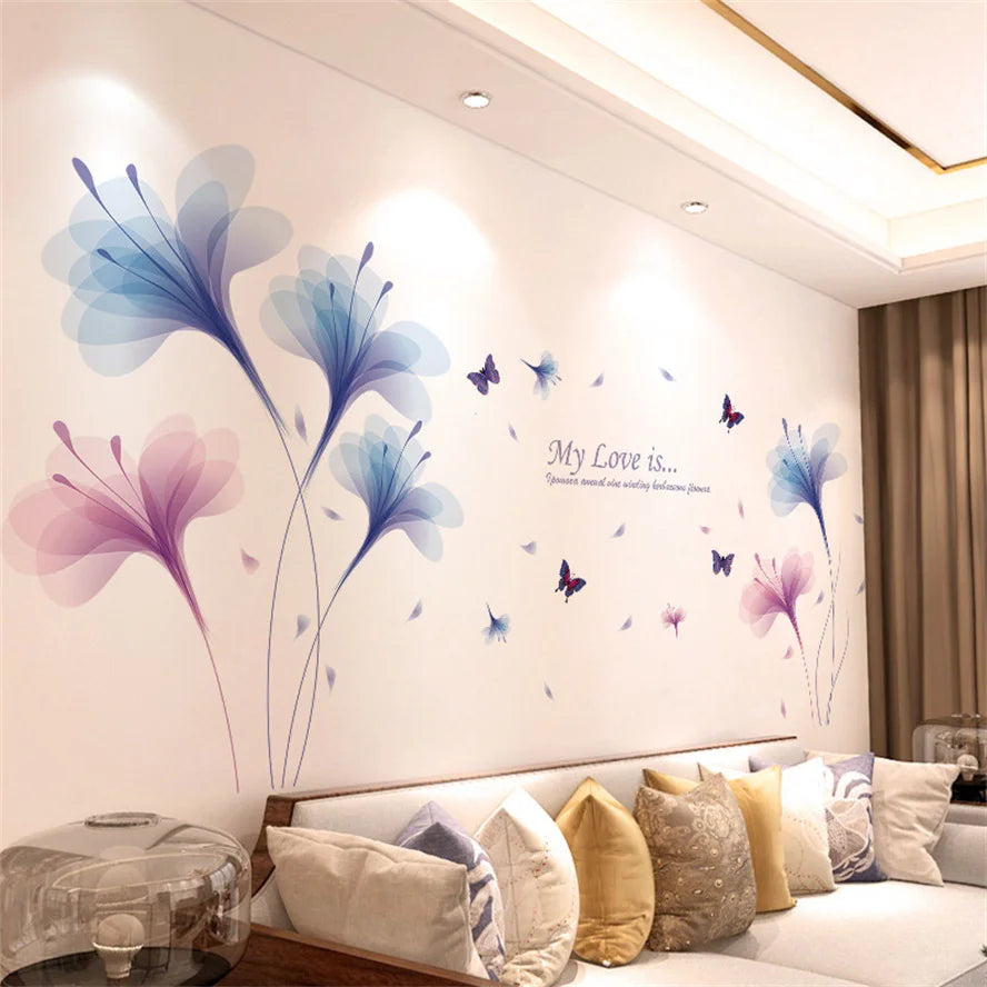 DIY Lavender Wall Decals - Self-Adhesive Flowers & Butterflies for Home Décor