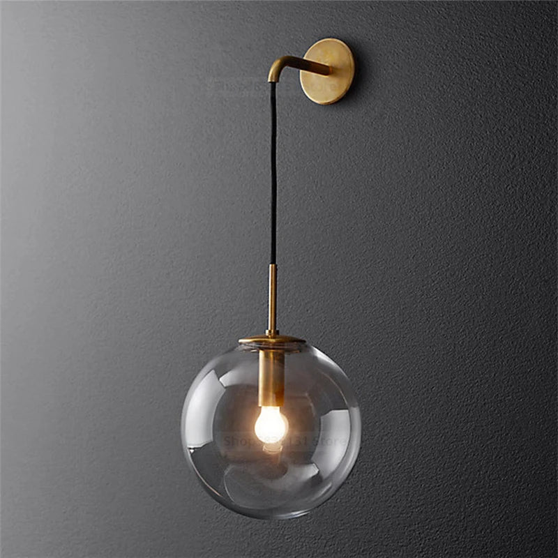 Nordic Modern Vintage Wall Lamps: LED Glass Ball Elegance for Your Home