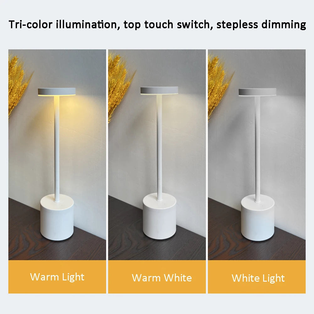 Rechargeable LED Table Lamp with Touch Switch - Modern Wireless Desk Lamp for Bedroom, Living Room, and Restaurants