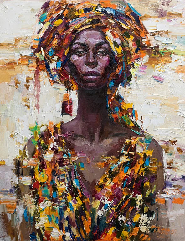 African Women Canvas Wall Art – Abstract Portrait Prints for Living Room Décor (Unframed)