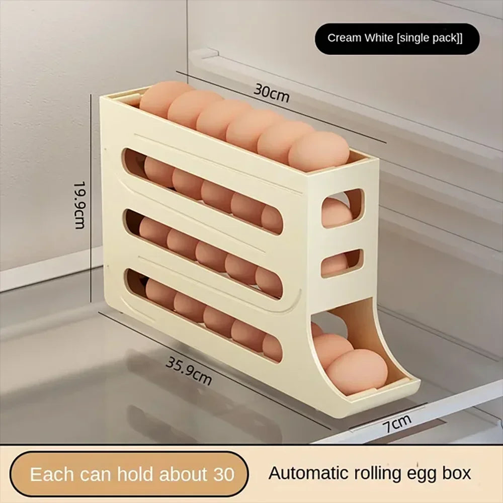 Automatic Scrolling Egg Storage Box – Rolling Kitchen Container for Refrigerator with Large Capacity