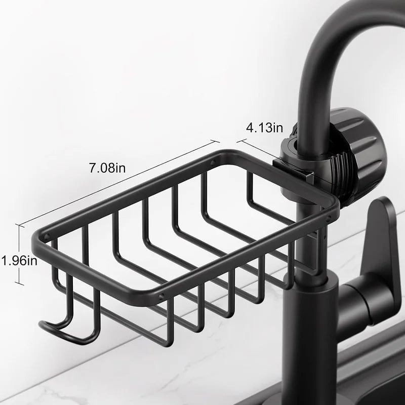 Adjustable Bathroom Faucet Storage Rack – Shampoo & Soap Holder, Kitchen Sink Drain Rack Accessories