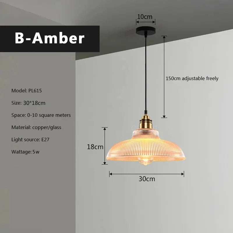 Nordic Glass Pendant Lights with Retro Hanging Fixtures for Home Illumination