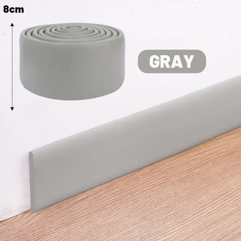 3D Thickened Skirting Wall Stickers – Self-Adhesive Anti-Collision Decorative Strips