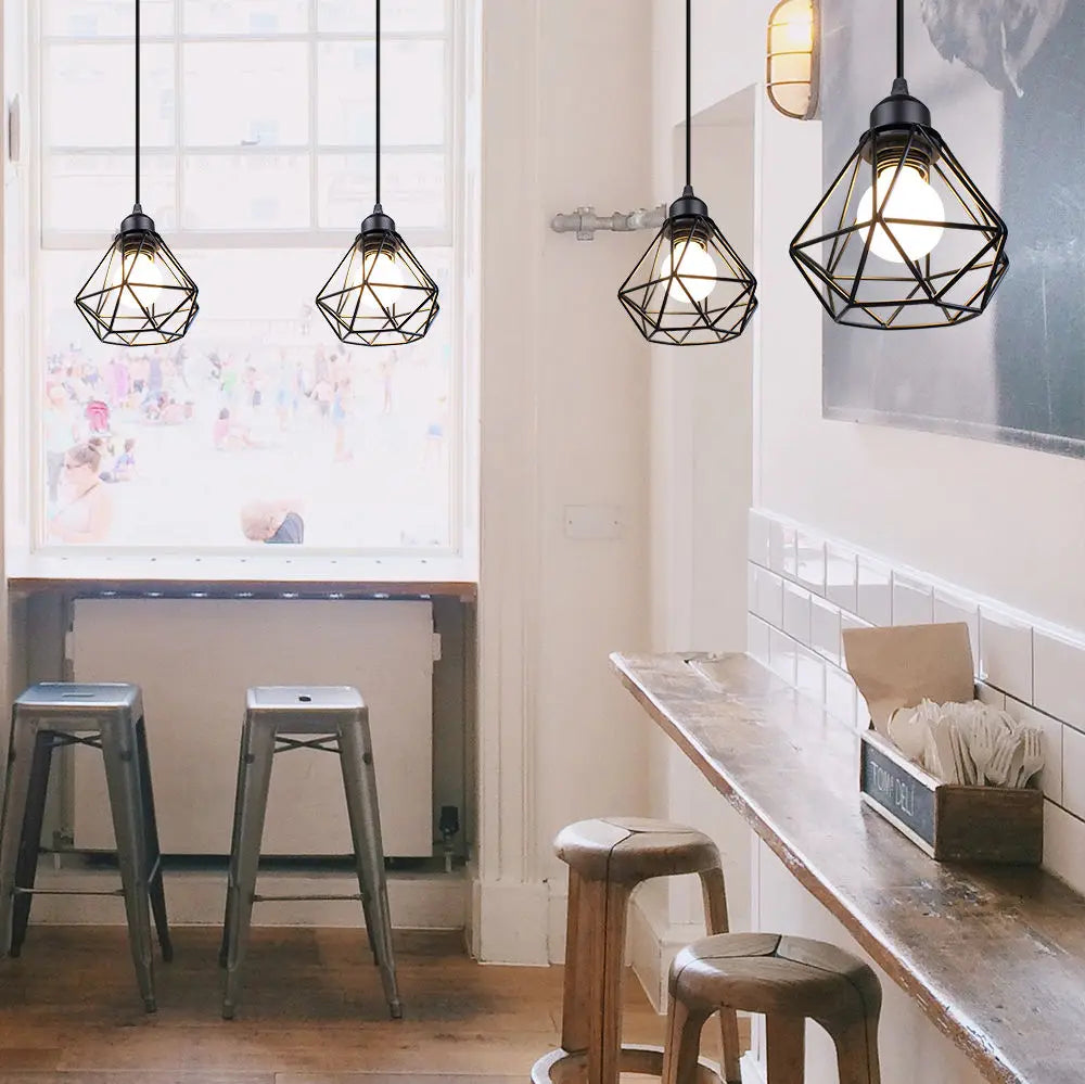 Vintage Metal Wire Cage Pendant Light – Stylish Lighting for Any Space