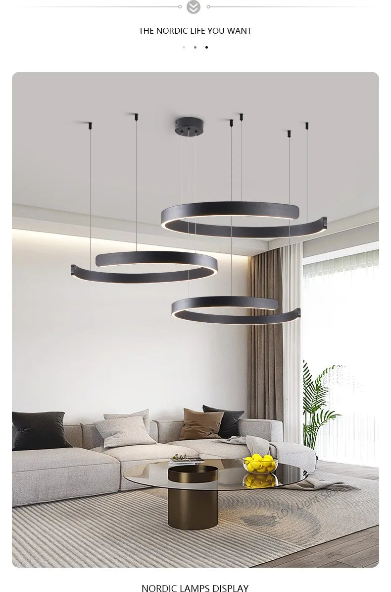 Modern Round Ring Ceiling Chandelier Pendant Light for Dining Room LED Bedroom Living Room Decor