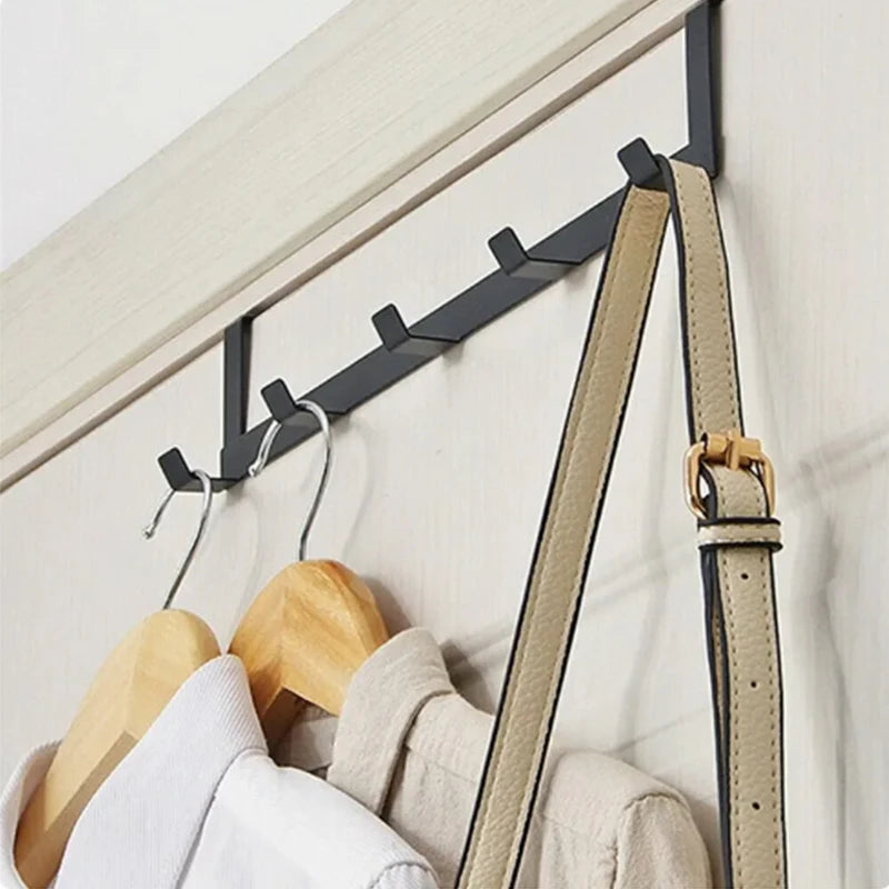 5-Hook Over-the-Door Multifunctional Organizer Rack – Coat, Hat, Towel Hanger for Bathroom, Kitchen, and Home