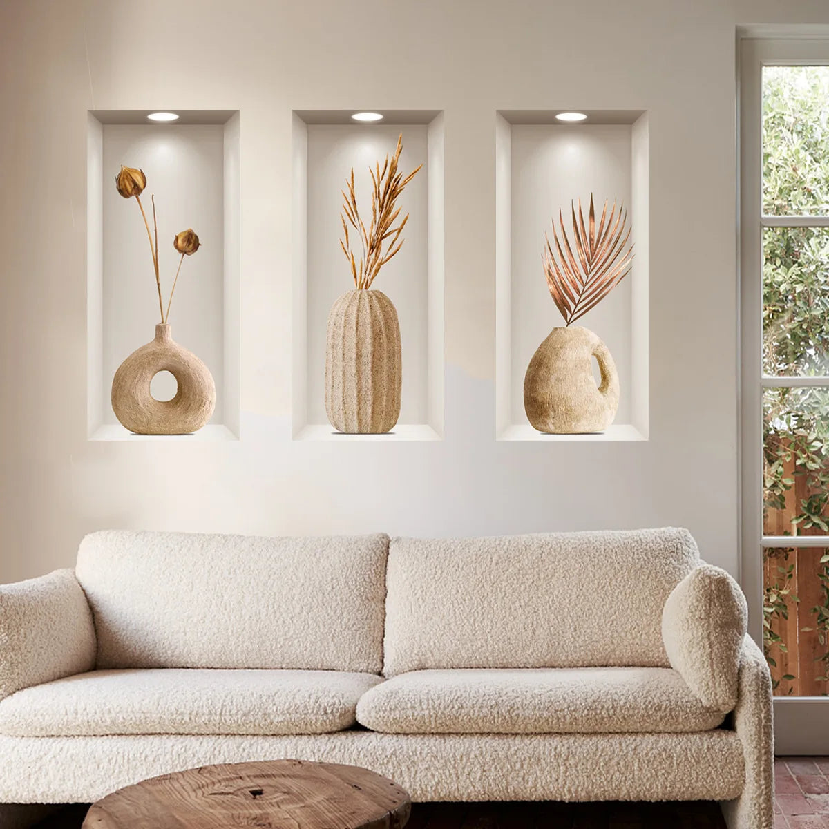 3D Artistic Triptych Wall Stickers – Set of 3 Decorative Panels