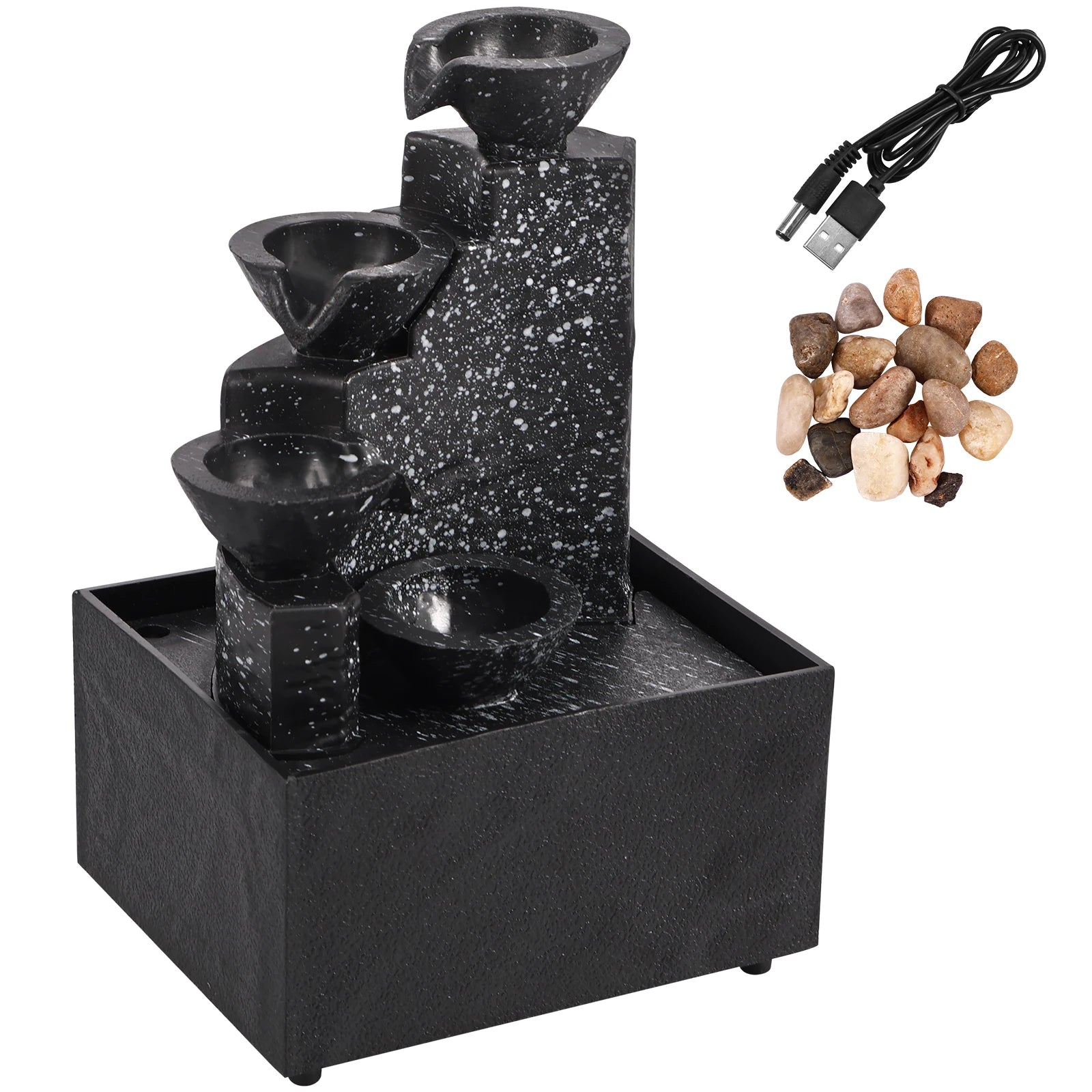 Desktop Waterfall Fountain Decor – Creative Flowing Water Tabletop Ornament for Office & Living Room