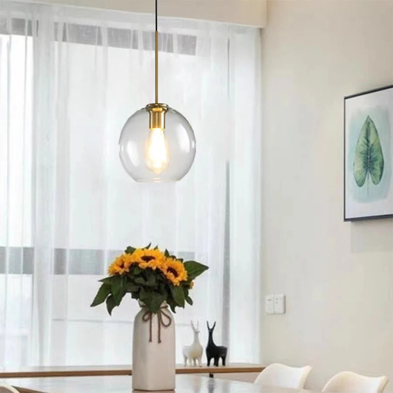 Nordic Glass Pendant Light – Elegant Hanging Lamp for Dining Rooms and More