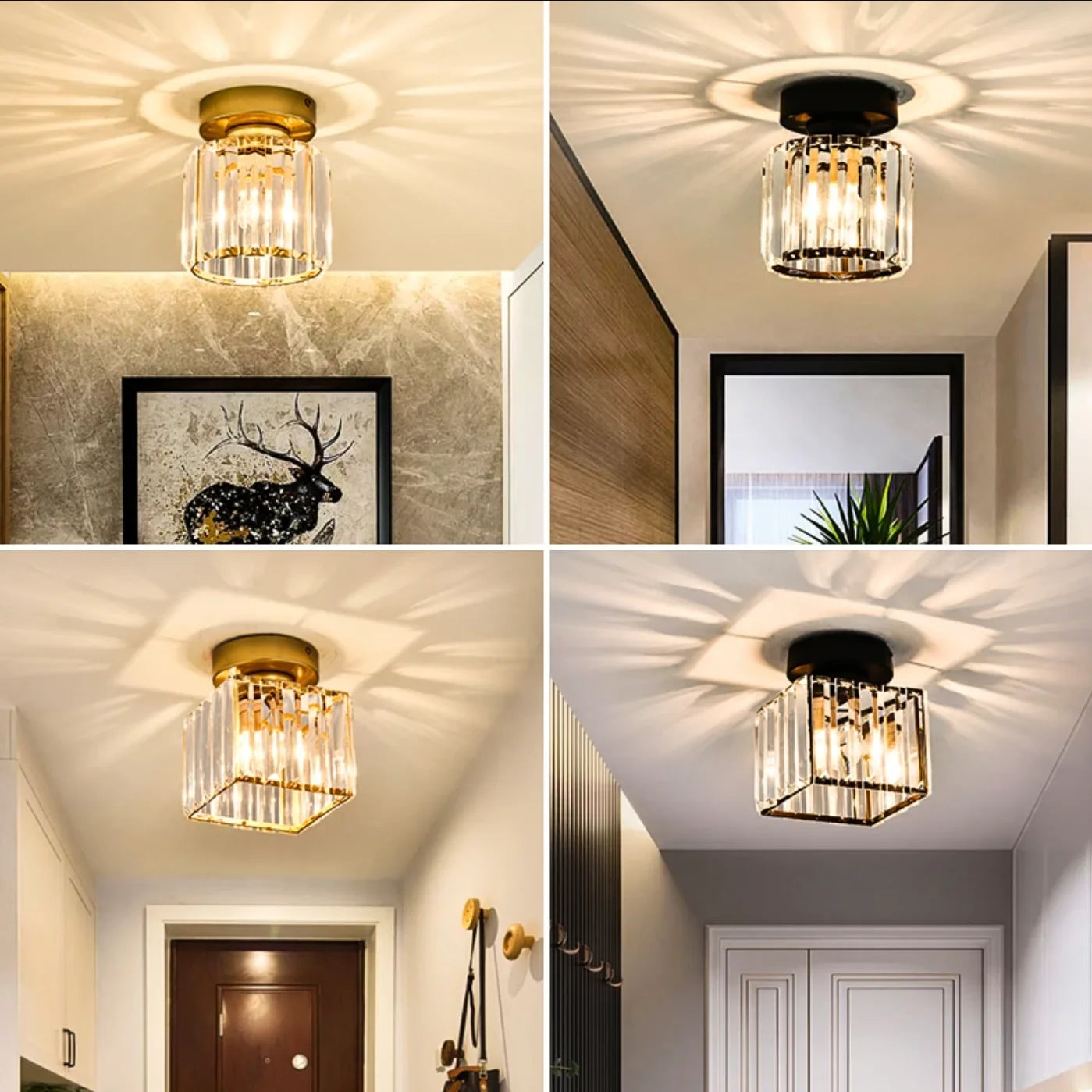 Nordic LED Crystal Glass Ceiling Lamp – Elegant E27 Ceiling Light for Aisle, Corridor, Living Room, and Bedroom