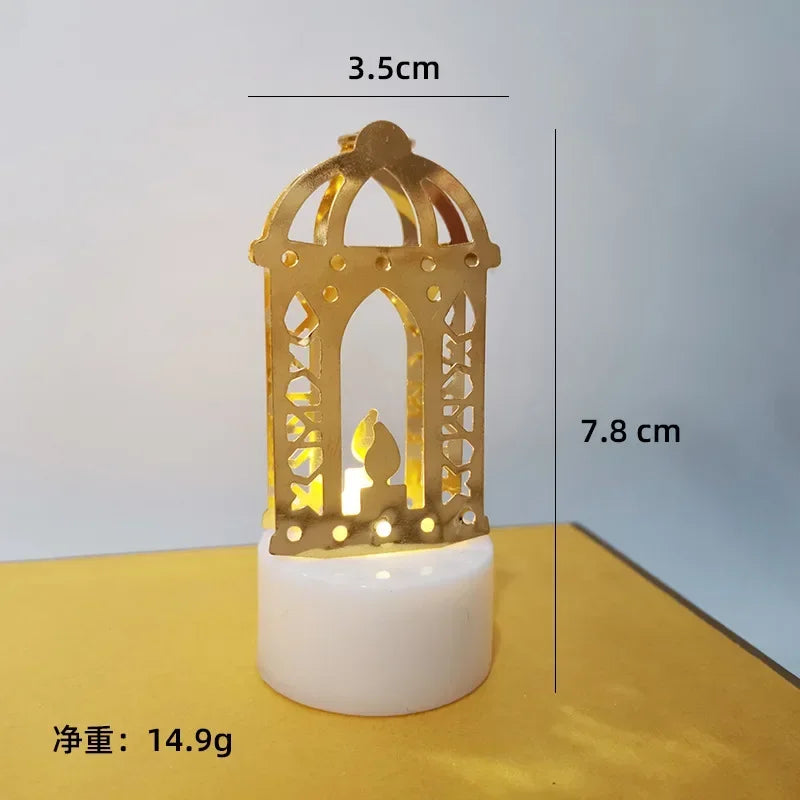 Ramadan Eid Mubarak LED Candle Light – Iron Ornament for Muslim Home Décor